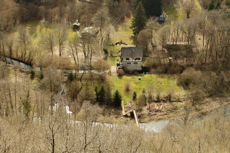 nature, landscape, hunsrück, mill, water mill, bach, watercourse, idar head, pedestrian bridge, bridge, panorama